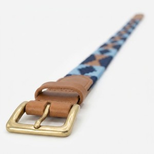 Ceinture Polo Homme en Cuir Véritable Style Gaucho Argentin Marron Bleu Brodé en Cuir de Vachette avec Boucle en Alliage, Décontractée, Équestre, 3,5 cm x 120 cm, Durable - Product Image 2