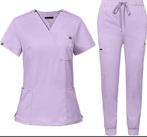 Factory Direct OEM <b>Scrubs</b> <b>Set</b> for Women Nurse Uniform V-Neck Top Drawstring Jogger Pants Multi Pocket Spandex/Polyester Hospital - Product Image 5