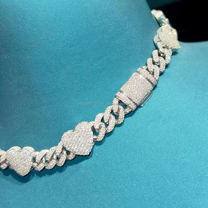 Chaîne cubaine en argent sterling 925 avec diamants simulés taille brillant rond, style hip-hop, idéale pour les cadeaux d'anniversaire de mariage - Product Image 2