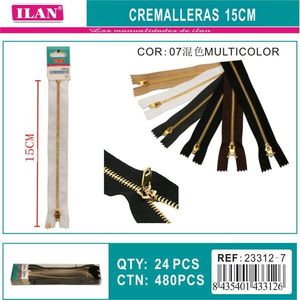 Cerniera multicolore Ilan da 15 cm con denti in rame per cucito e artigianato - Product Image 3