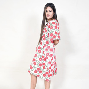 Vestido Kaftán de Algodón con Estampado Floral para Mujer, Cuello en V, Corte Holgado, Sin Mangas, Estilo Vintage con Plumas, Transpirable, para Playa o Invierno - Product Image 2