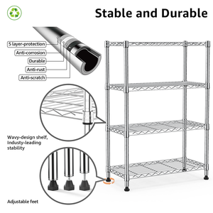 MZG Contemporary High Quality Clean Line Metal Storage Shelving 4 Layer Silver Chrome Plated Pantry <b>Wire</b> Shelving System - Product Image 3