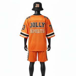 Ensemble short et maillot de football pour homme, tissu mesh doux premium 220 GSM, orange, vêtements de sport, logo personnalisé appliqué. - Product Image 2