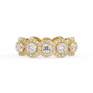 Classic Halo Full Eternity Band Ring 14k Gold Luxury Cluster Wedding Band Rings Round Cut Lab Grown Diamond Engagement Rings - Product Image 5