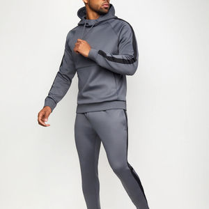 Pantalones Deportivos Ajustados Grises para Hombre con Franja Lateral Negra, Cintura Elástica, Largos, Estilo Casual Otoñal - Product Image 2