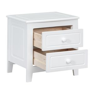 Mid Century Retro 2-Drawer Nightstand for Bedroom Classic Design <b>White</b> <b>Bedside</b> Table - Product Image 4