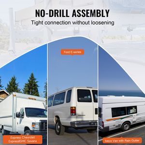 Portapacchi da 56.3 61.4 \ "in lega regolabile in acciaio per furgoni Full-Size con capacità di 750 libbre per scaletta scaletta tappi per grondaia - Product Image 5