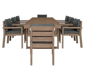 ชุดโต๊ะรับประทานอาหารกลางแจ้งไม้สักแท้ 8 ที่นั่ง สไตล์โมเดิร์นมินิมอล สำหรับสวน ลานบ้าน รีสอร์ท วิลล่า โรงแรม - Product Image 6