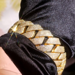 Cadena Cubana Plateada 925 con Incrustaciones de Diamantes para Hombre, Brazalete Hip Hop, Joyería Personalizada con Diamantes - Product Image 4