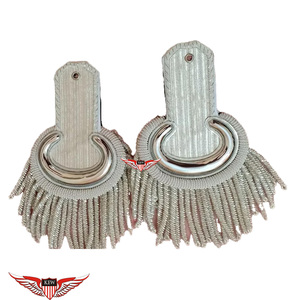 KEW Epaulettes Personalizadas Estilo Francés Vintage Napoleón de Lujo Ceremoniales Bordadas a Mano con Flecos de Hilo Plateado Ecológicos - Product Image 1