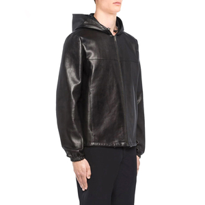 Wholesale Spring Autumn Men's Fashion <b>Hooded</b> Leather Jacket <b>Coat</b> Tops Zipper Long Sleeve Slim Motorbike Leather Jacket - Product Image 3