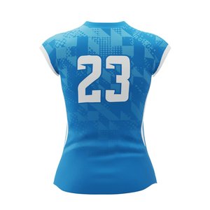 Camiseta de Voleibol de Manga Corta con Cuello en V, Sublimada en Poliéster de Alta Calidad, con Patrón Geométrico, para Mujer, Precio Económico al por Mayor - Product Image 2