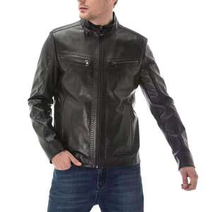 Veste en cuir d'agneau de haute qualité pour homme, hiver, résistante à l'eau, coupe-vent, respirante, écologique, teinte unie, couleur personnalisée sur le devant - Product Image 5