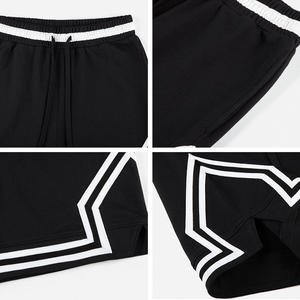 Men's Black Sport Shorts With White Geometric Stripe Drawstring Waist Breathable <b>Mesh</b> Fabric Front Logo Print - Product Image 4