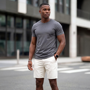 Camiseta de Algodón para Hombre, Resistente, de Algodón Grueso, Color Sólido, Cómoda, para Entrenamiento, Tacto Suave, Prenda Esencial - Product Image 3