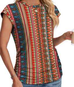 Camiseta de Algodón con Estampado Gráfico Personalizado para Mujer, Camiseta de Manga Corta, Suave y Transpirable, Top de Moda de Algodón Estampado para Verano - Product Image 3