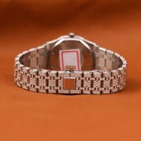 Montre en Moissanite Scintillante, Couleur Argent E, Coupe Ronde Brillante, VS1, Entièrement Pavée, Faite à la Main, Bijou Hip Hop, Montre-Bracelet