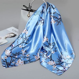 OEM High Quality Breathable Satin <b>Silk</b> Square Shawl for Women Stretchy Scarf Multi-Functional Casual for Autumn - Product Image 2