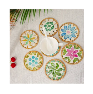 Vente flash - Sets de table élégants en rotin écologiques faits à la main, logo personnalisé et sous-verres décoratifs multicolores - Product Image 2