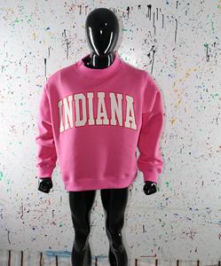 Indiana <b>Mock</b> <b>Neck</b> Pink color White color applique oversized 100% cotton heavy weight trendy Sweatshirt for women Finer Threads - Product Image 1