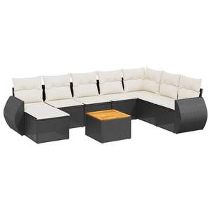 Conjunto de Sofá de Jardín Negro y Crema con Ratán PE Resistente a los Rayos UV, Muebles de Exterior de Diseño Contemporáneo, Cojines Impermeables - Product Image 4