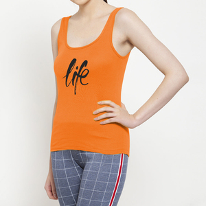 Débardeur Femme Haute Qualité Personnalisable avec Logo Tissu Tricoté Polyester/Coton Écologique Respirant Détail Plume Tenue Décontractée - Product Image 3