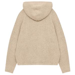 Sudadera con Capucha de Punto Bouclé para Hombre, Sudadera con Capucha Elegante y Cómoda con Bolsillo Delantero, Sudadera de Punto Premium en Color Piedra - Product Image 2