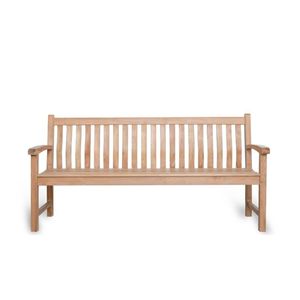 Banc de jardin en teck traditionnel Divo en bois massif, 2 places, avec dossier à lattes, pour terrasse et cour - Product Image 3