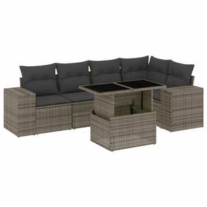 Grey Garden <b>Sofa</b> <b>Set</b> Outdoor Rattan Cushioned Waterproof Contemporary Design - Product Image 2