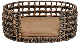Lit pour animaux de compagnie portable en jacinthe d'eau tissé à la main, écologique, avec coussin amovible et lavable, rembourré en coton, utilisable toute l'année, fabriqué au Vietnam - Product Image 3