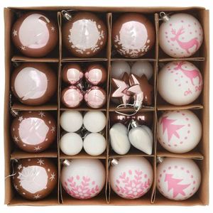 Juego de 40 Adornos Navideños Blancos y Rosas, Bolas y Adornos para Árbol - Product Image 3