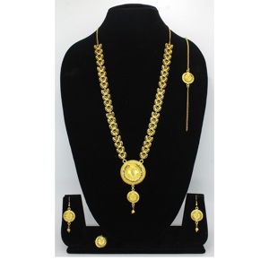 สร้อยคอพร้อมต่างหูชุดเครื่องประดับทองเหลืองแท้ UAE ดูไบสร้อยคอดีไซน์เครื่องประดับชุดกุหลาบ - Product Image 3