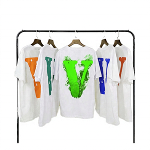 T-shirt blanc surdimensionné pour homme avec imprimé lettre V colorée au dos, manches courtes, col rond, 100% coton jersey respirant - Product Image 5
