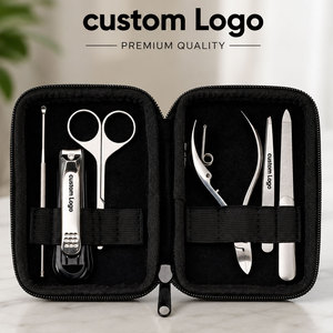 Custom Logo 5 Piece Stainless Steel <b>Nail</b> Kit With Clipper Scissor File Portable Manicure Set <b>Case</b> - Product Image 2