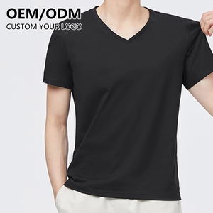 Camisetas de Cuello en V Básicas Lisas de Algodón de Alta Calidad para Hombre, Impresión de Logotipo Personalizada, Corte Ajustado, 100% Algodón, Camiseta Blanca - Product Image 1