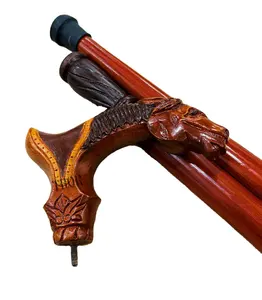 马头手工雕刻手杖独特设计师手杖制作木制木制复古手杖 & 手杖