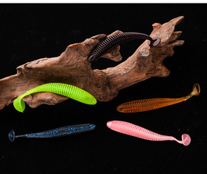 Leurre souple segmenté à queue <span class=keywords><strong>de</strong></span> pagaie côtelée <span class=keywords><strong>de</strong></span> 10 cm et 2,9 g pour la pêche au bar, à la perche, au drop shot et au Texas Rig en eau douce - Product Image 6