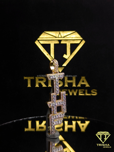 Pendentif personnalisé « THP » en argent sterling 925 avec diamant moissanite VVS étincelant par Trisha Jewels - Product Image 1