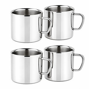 Modern <b>Double</b> <b>Wall</b> Stainless Steel Coffee <b>Mug</b> Custom Logo Insulated Metal Tea Cup Bulk Unbreakable Camping <b>Mug</b> With Handle - Product Image 1