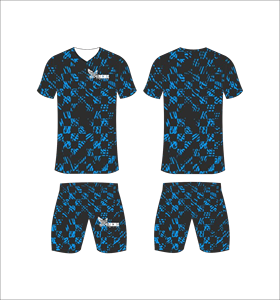 Ensemble de maillots de football personnalisés en sublimation bleu et noir à carreaux, respirant, pour hommes, kits d'entraînement de football, vente en gros, tenue d'équipe - Product Image 1
