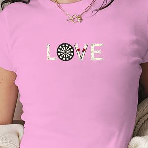 Camiseta Corta de Moda para Mujer LOVE Y2K, Ajustada, con Estampado de Dardos - Product Image 4