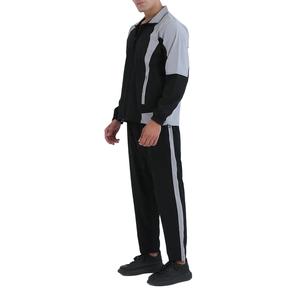 Chándal Deportivo para Hombre en Negro y Gris con Bloques de Color, Chaqueta con Cierre y Cuello Alto, Manga Larga, Secado Rápido - Product Image 2