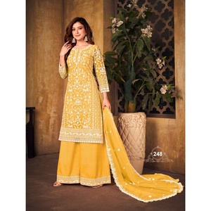 ชุดสาหรี่กะมีซผ้าตาข่ายปักลายหรูหราแบบใหม่สำหรับผู้หญิง พร้อมผ้าคลุมไหล่ สามารถปรับแต่งได้ ชุดแต่งงานสไตล์ปากีสถานอินเดียสำหรับผู้ใหญ่ - Product Image 3