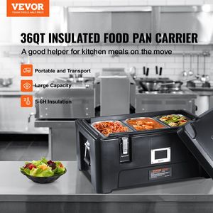 36Qt Insulated Food Pan Carrier Stackable Catering Hot Box with 3 Stainless Steel Pans <b>Top</b> <b>Load</b> LLDPE Food Warmer Cooler Box - Product Image 2