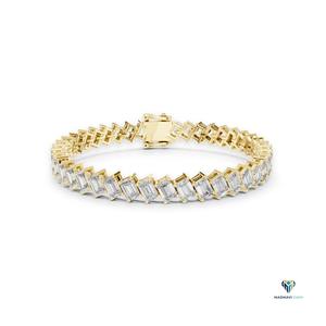 7.52 CT Yellow <b>Gold</b> Emerald Cut Lab Grown Diamond Tennis Bracelet in 14K <b>Solid</b> <b>Gold</b> - Product Image 1
