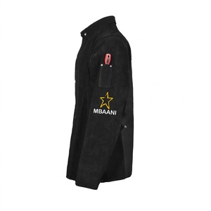Veste de travail noire à manches longues MBAANI, boutonnée sur le devant, coupe régulière, vêtements de sécurité résistants à la chaleur - Product Image 3