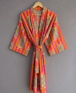 Boho Striped <b>Kimono</b> Robe Women's Loose Three Quarter Sleeve Printed Viscose Polyester <b>Maxi</b> <b>Dress</b> Summer Casual Wear - Product Image 3