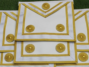 Tablier de Maître Maçonnique Brodé à la Main Blanc et Or |   Tablier de franc-maçon - Product Image 6