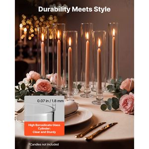 Ensemble de 24 bougeoirs Hurricane, 32 cm de haut, en verre transparent, pour bougies coniques, en verre borosilicate de haute qualité, cylindriques de 6 cm pour bougies votives - Product Image 4