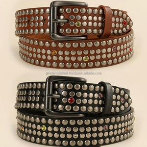 Cinturón de Cuero con Tachuelas Estilo Punk para Uso Diario, para Hombre y Mujer, con Hebilla Metálica de Rodillo Resistente - Product Image 2